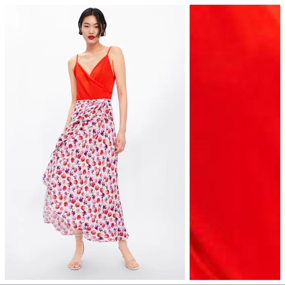 NWT. Zara Red Lingerie-Style Bodysuit. Size S.